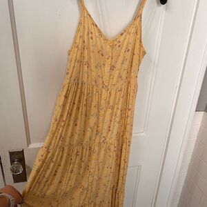 Pink Rose Yellow Floral Dress